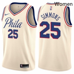 Womens Nike Philadelphia 76ers 25 Ben Simmons Swingman Cream NBA Jersey City Edition