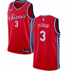 Womens Nike Philadelphia 76ers 3 Allen Iverson Authentic Red Alternate NBA Jersey Statement Edition