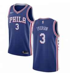 Womens Nike Philadelphia 76ers 3 Allen Iverson Swingman Blue Road NBA Jersey Icon Edition