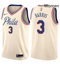 Womens Nike Philadelphia 76ers 3 Dana Barros Swingman Cream NBA Jersey City Edition