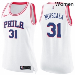 Womens Nike Philadelphia 76ers 31 Mike Muscala Swingman White Pink Fashion NBA Jersey 