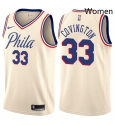 Womens Nike Philadelphia 76ers 33 Robert Covington Swingman Cream NBA Jersey City Edition