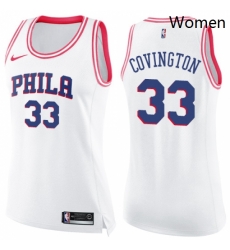 Womens Nike Philadelphia 76ers 33 Robert Covington Swingman WhitePink Fashion NBA Jersey