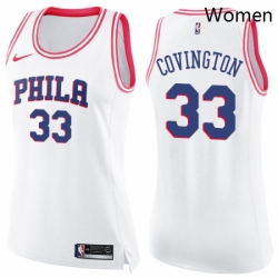 Womens Nike Philadelphia 76ers 33 Robert Covington Swingman WhitePink Fashion NBA Jersey