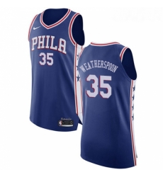 Womens Nike Philadelphia 76ers 35 Clarence Weatherspoon Authentic Blue Road NBA Jersey Icon Edition 