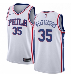 Womens Nike Philadelphia 76ers 35 Clarence Weatherspoon Swingman White Home NBA Jersey Association Edition 