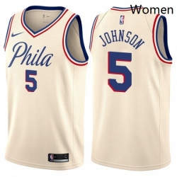 Womens Nike Philadelphia 76ers 5 Amir Johnson Swingman Cream NBA Jersey City Edition 