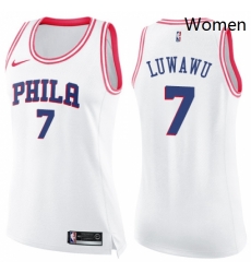 Womens Nike Philadelphia 76ers 7 Timothe Luwawu Swingman WhitePink Fashion NBA Jersey