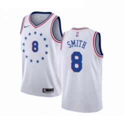 Womens Nike Philadelphia 76ers 8 Zhaire Smith White Swingman Jersey Earned Edition 