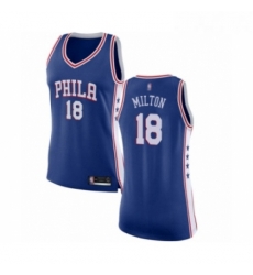 Womens Philadelphia 76ers 18 Shake Milton Swingman Blue Basketball Jersey Icon Edition 