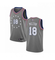 Womens Philadelphia 76ers 18 Shake Milton Swingman Gray Basketball Jersey City Edition 