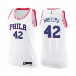 Womens Philadelphia 76ers 42 Al Horford Swingman White Pink Fashion Basketball Jersey 