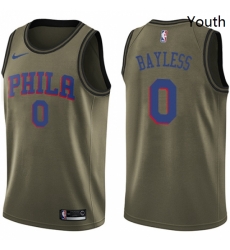 Youth Nike Philadelphia 76ers 0 Jerryd Bayless Swingman Green Salute to Service NBA Jersey