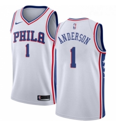Youth Nike Philadelphia 76ers 1 Justin Anderson Authentic White Home NBA Jersey Association Edition