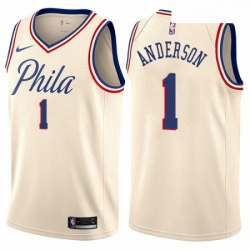Youth Nike Philadelphia 76ers 1 Justin Anderson Swingman Cream NBA Jersey City Edition