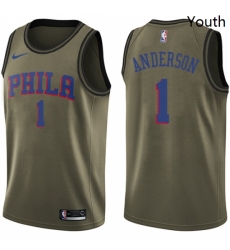 Youth Nike Philadelphia 76ers 1 Justin Anderson Swingman Green Salute to Service NBA Jersey