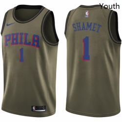 Youth Nike Philadelphia 76ers 1 Landry Shamet Swingman Green Salute to Service NBA Jersey 