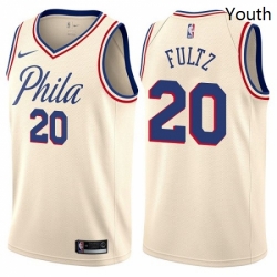 Youth Nike Philadelphia 76ers 20 Markelle Fultz Swingman Cream NBA Jersey City Edition