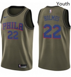 Youth Nike Philadelphia 76ers 22 Richaun Holmes Swingman Green Salute to Service NBA Jersey 