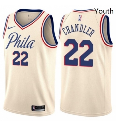 Youth Nike Philadelphia 76ers 22 Wilson Chandler Swingman Cream NBA Jersey City Edition 