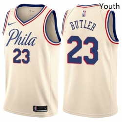 Youth Nike Philadelphia 76ers 23 Jimmy Butler Swingman Cream NBA Jersey City Edition 