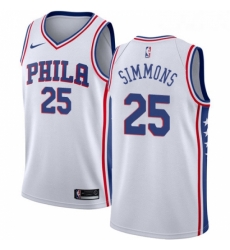 Youth Nike Philadelphia 76ers 25 Ben Simmons Authentic White Home NBA Jersey Association Edition