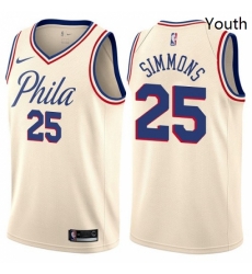 Youth Nike Philadelphia 76ers 25 Ben Simmons Swingman Cream NBA Jersey City Edition