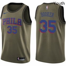 Youth Nike Philadelphia 76ers 35 Trevor Booker Swingman Green Salute to Service NBA Jersey 