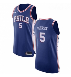 Youth Nike Philadelphia 76ers 5 Amir Johnson Authentic Blue Road NBA Jersey Icon Edition 