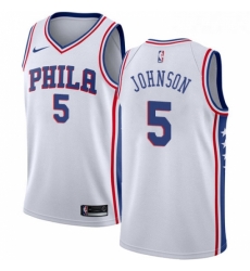 Youth Nike Philadelphia 76ers 5 Amir Johnson Authentic White Home NBA Jersey Association Edition 