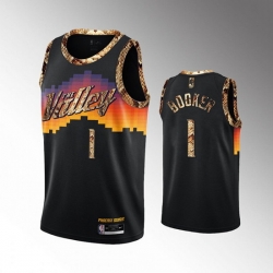 Men Phoenix Suns 1 Devin Booker 2021 Balck Exclusive Edition Python Skin Stitched Basketball Jersey