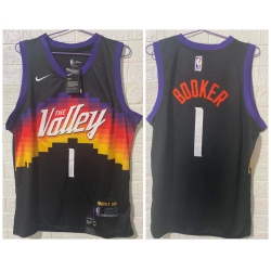 Men Phoenix Suns 1 Devin Booker Black 2020 21 City Edition Swingman jersey
