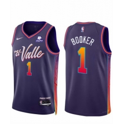 Men Phoenix Suns 1 Devin Booker Purple 2023 24 City Edition Stitched Basketball Jersey