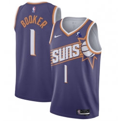 Men Phoenix Suns 1 Devin Booker Purple 2023 Icon Edition Stitched Basketball Jersey