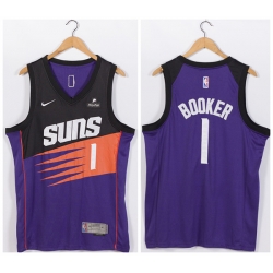 Men Phoenix Suns 1 Devin Booker Purple Stitched Jersey