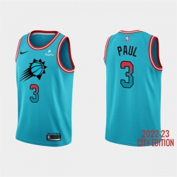 Men Phoenix Suns 3 Chris Paul 2022 23 Blue City Edition Stitched Basketball Jersey