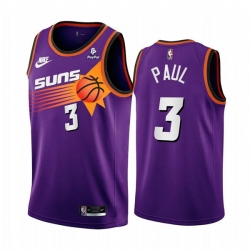 Men Phoenix Suns 3 Chris Paul Purple Stitched Basketball Jersey