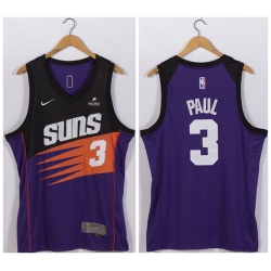 Men Phoenix Suns 3 Chris Paul Purple Stitched Jersey