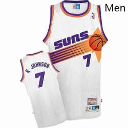 Mens Adidas Phoenix Suns 7 Kevin Johnson Authentic White Throwback NBA Jersey