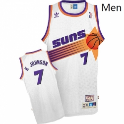 Mens Adidas Phoenix Suns 7 Kevin Johnson Swingman White Throwback NBA Jersey