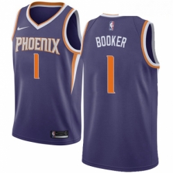 Mens Nike Phoenix Suns 1 Devin Booker Swingman Purple Road NBA Jersey Icon Edition