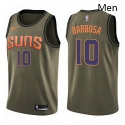 Mens Nike Phoenix Suns 10 Leandro Barbosa Swingman Green Salute to Service NBA Jersey 