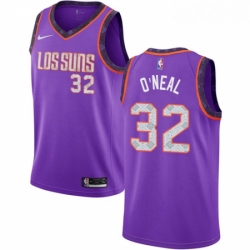 Mens Nike Phoenix Suns 32 Shaquille ONeal Swingman Purple NBA Jersey 2018 19 City Editi