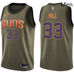 Mens Nike Phoenix Suns 33 Grant Hill Swingman Green Salute to Service NBA Jersey