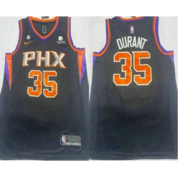 Men's Phoenix Suns #35 Kevin Durant Black 6 Patch Sponsor Icon Swingman Jersey