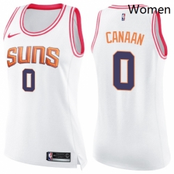 Womens Nike Phoenix Suns 0 Isaiah Canaan Swingman White Pink Fashion NBA Jersey 