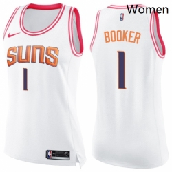 Womens Nike Phoenix Suns 1 Devin Booker Swingman WhitePink Fashion NBA Jersey