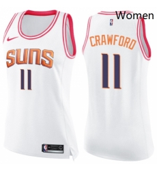 Womens Nike Phoenix Suns 11 Jamal Crawford Swingman White Pink Fashion NBA Jersey 