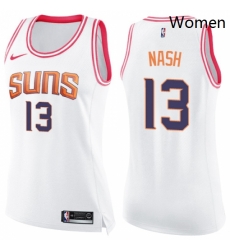Womens Nike Phoenix Suns 13 Steve Nash Swingman WhitePink Fashion NBA Jersey