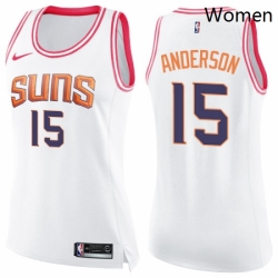 Womens Nike Phoenix Suns 15 Ryan Anderson Swingman White Pink Fashion NBA Jersey 